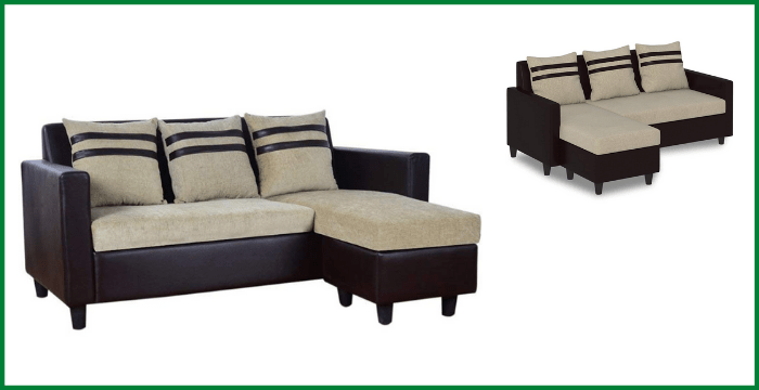 Furny Mint L-Shaped Reversible 4 Seater Sofa